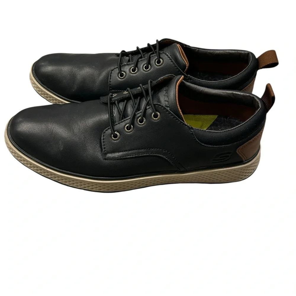 Skechers Burkett-Newsom Men’s‎ Casual Air Cooled Shoes 12 Black Brown Leather